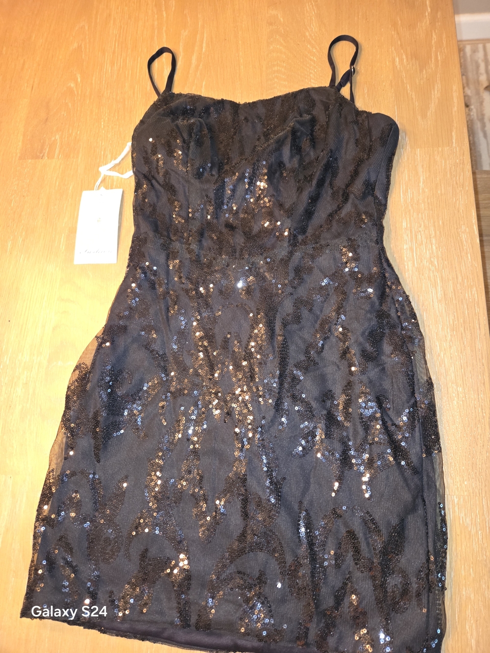 Black Sequin Spaghetti Strap Party Dress Womens Sz 0 New